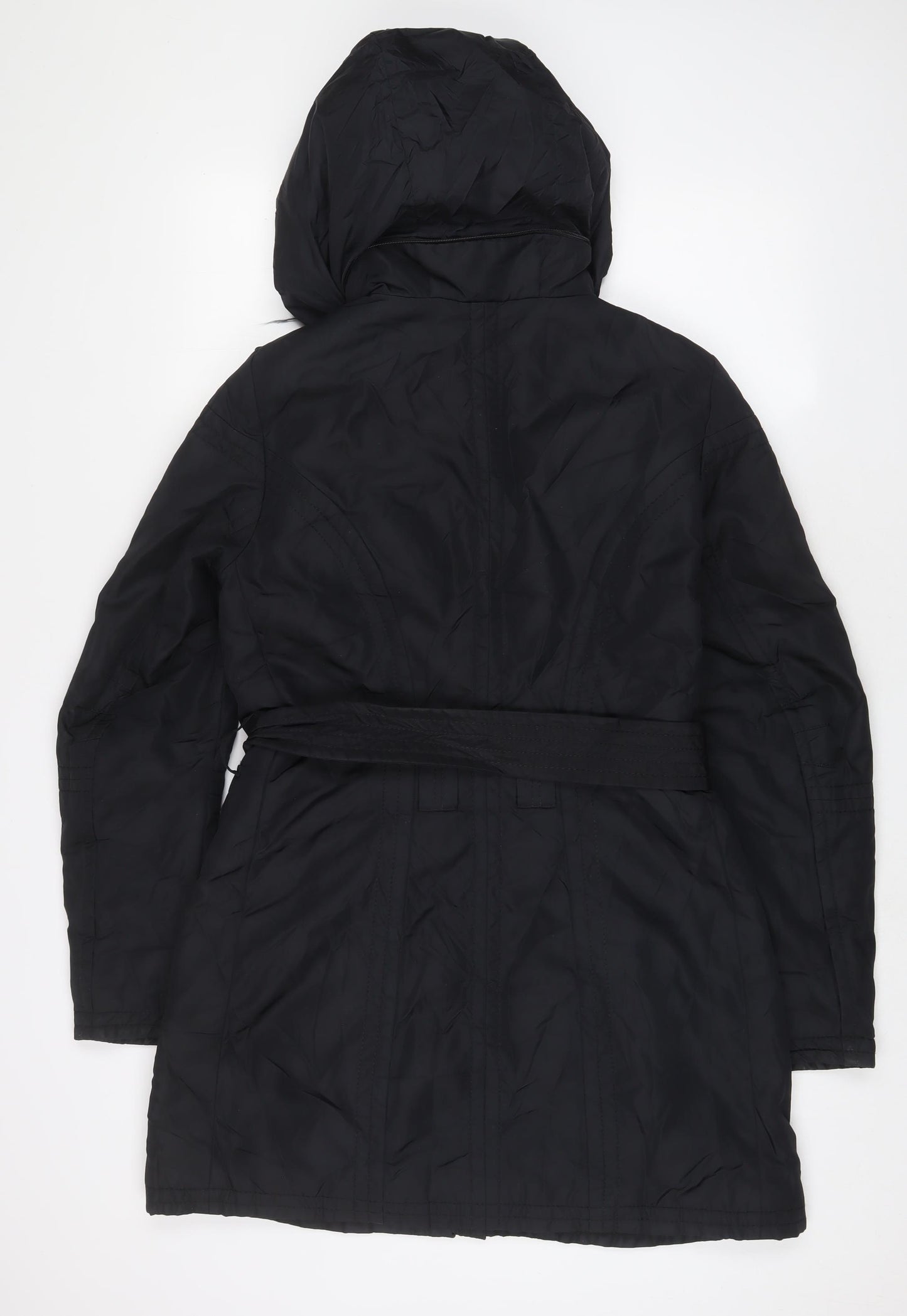 Greenstone Womens Black Jacket Coat Size 8 Zip - Belted
