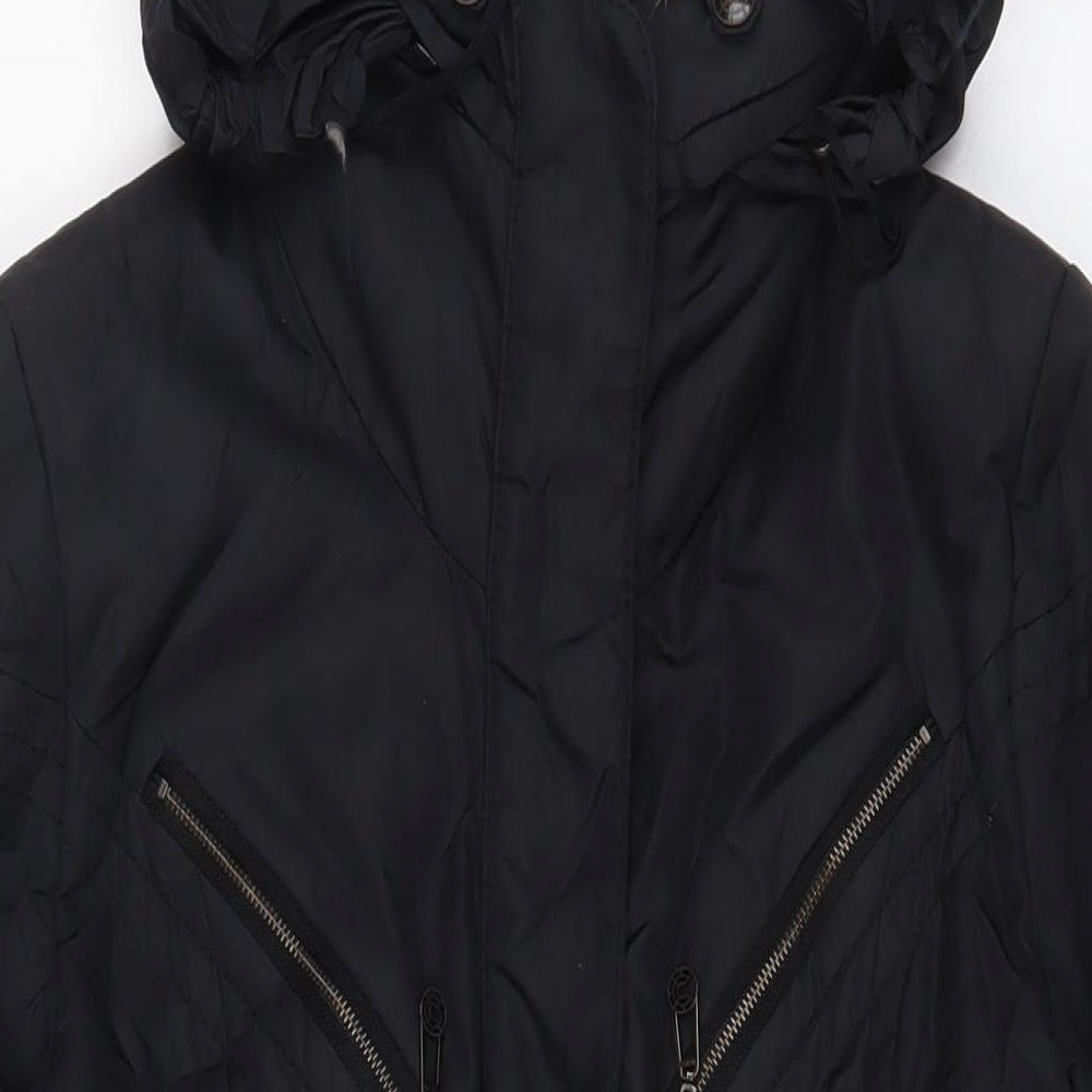 Greenstone Womens Black Jacket Coat Size 8 Zip - Belted