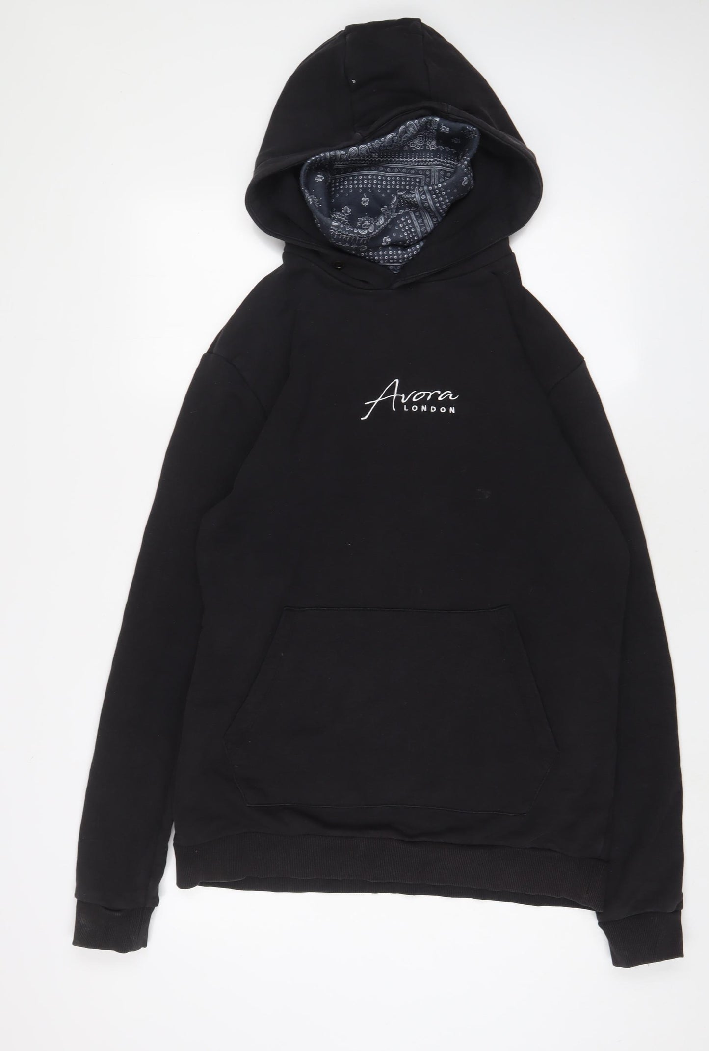 Avora Mens Black Cotton Pullover Hoodie Size XL