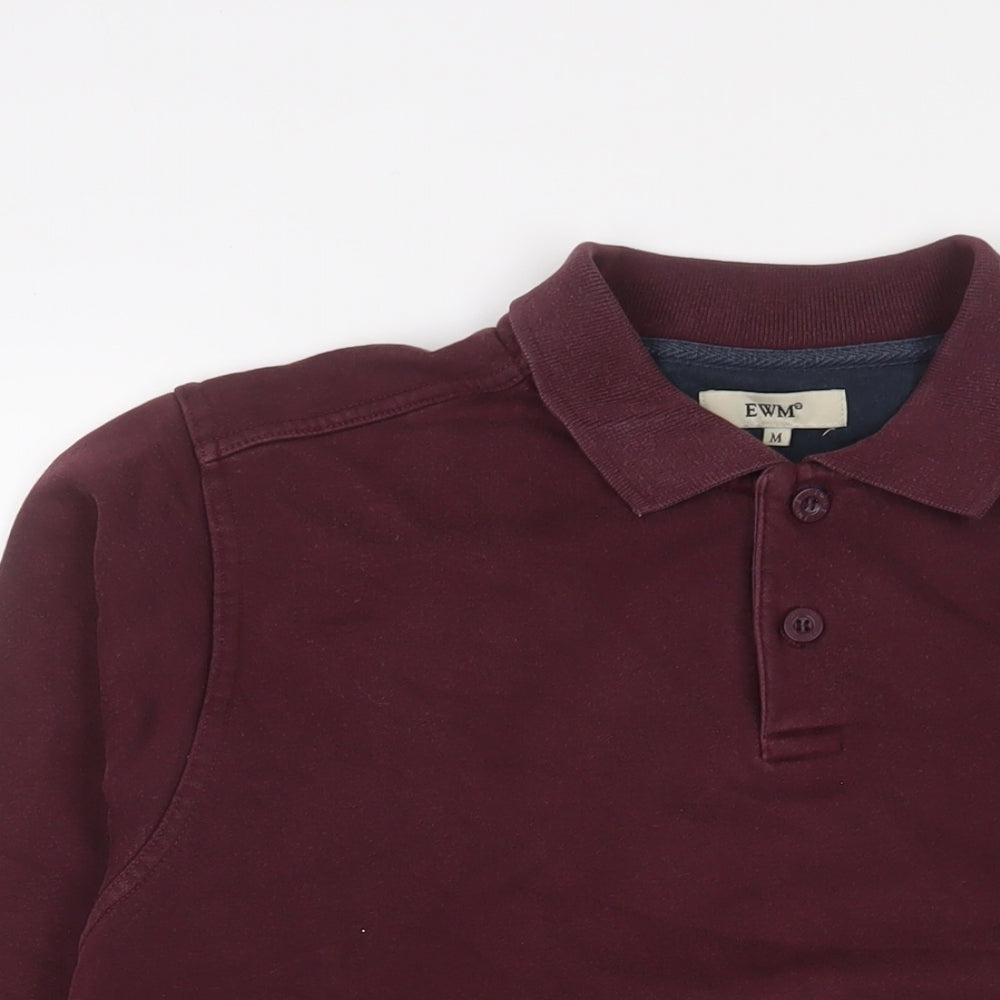 EWM Mens Red Cotton Polo Size M Collared Button