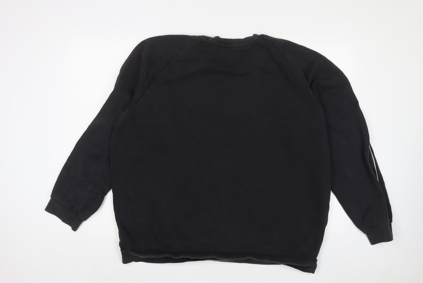 adidas Mens Black Cotton Pullover Sweatshirt Size 2XL