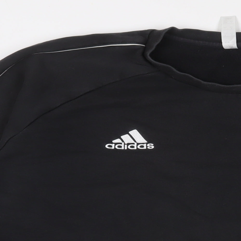 adidas Mens Black Cotton Pullover Sweatshirt Size 2XL