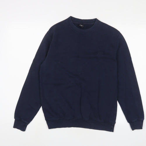 Cotton Traders Mens Blue Cotton Pullover Sweatshirt Size S - Logo, Embroidered