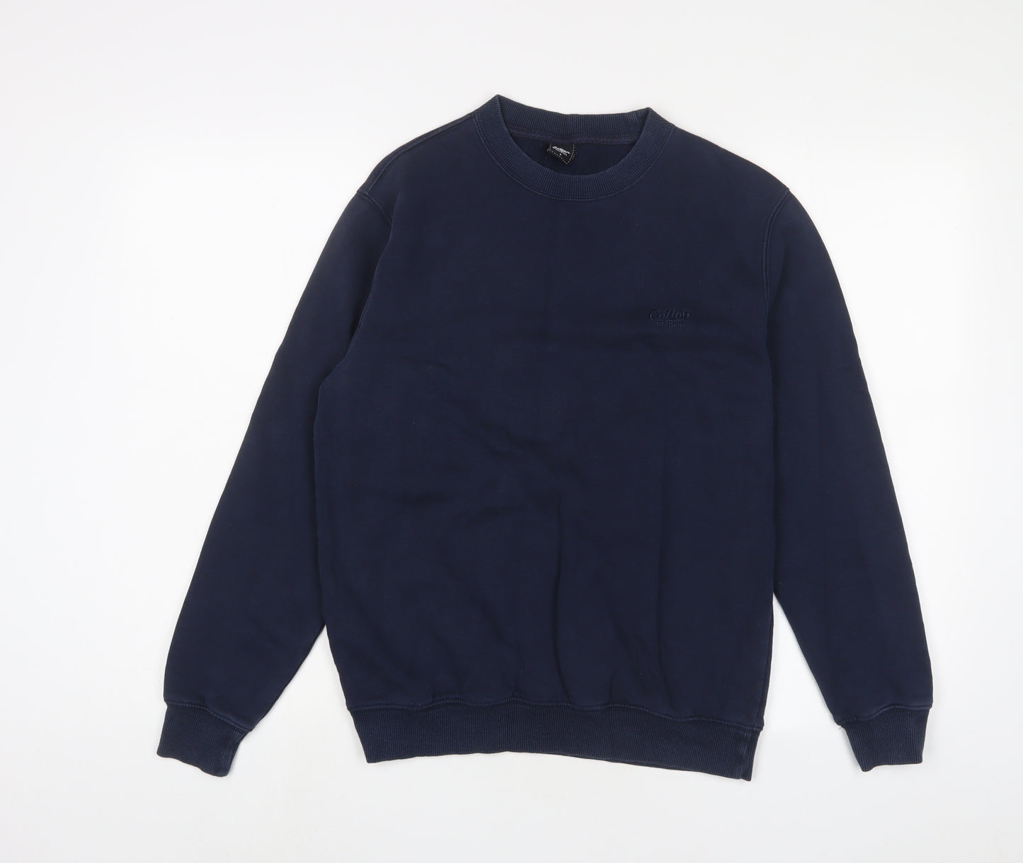 Cotton Traders Mens Blue Cotton Pullover Sweatshirt Size S - Logo, Embroidered