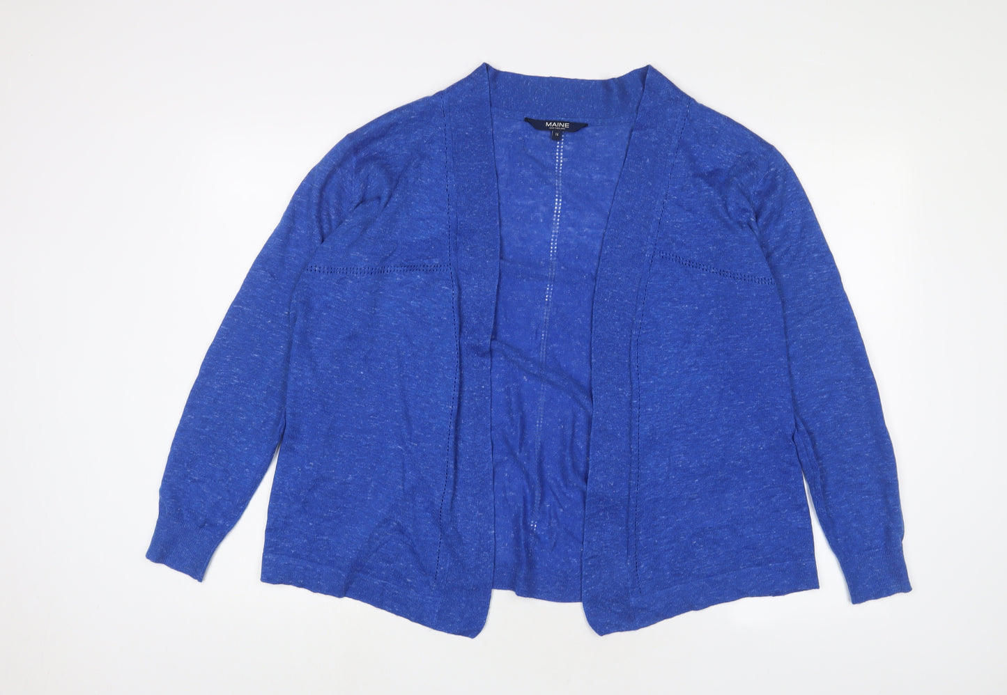 Maine Womens Blue V-Neck Acrylic Cardigan Jumper Size 16 - Open