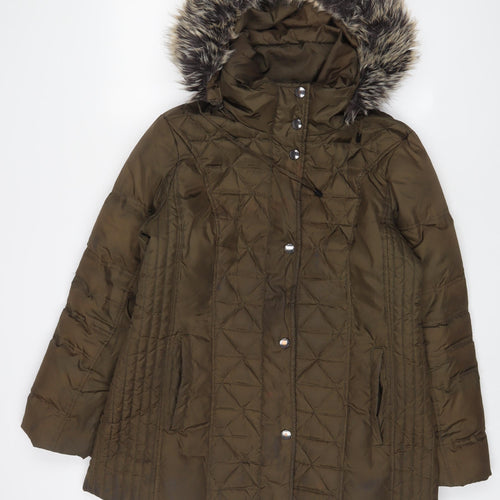 London Fog Womens Green Parka Coat Size L Zip