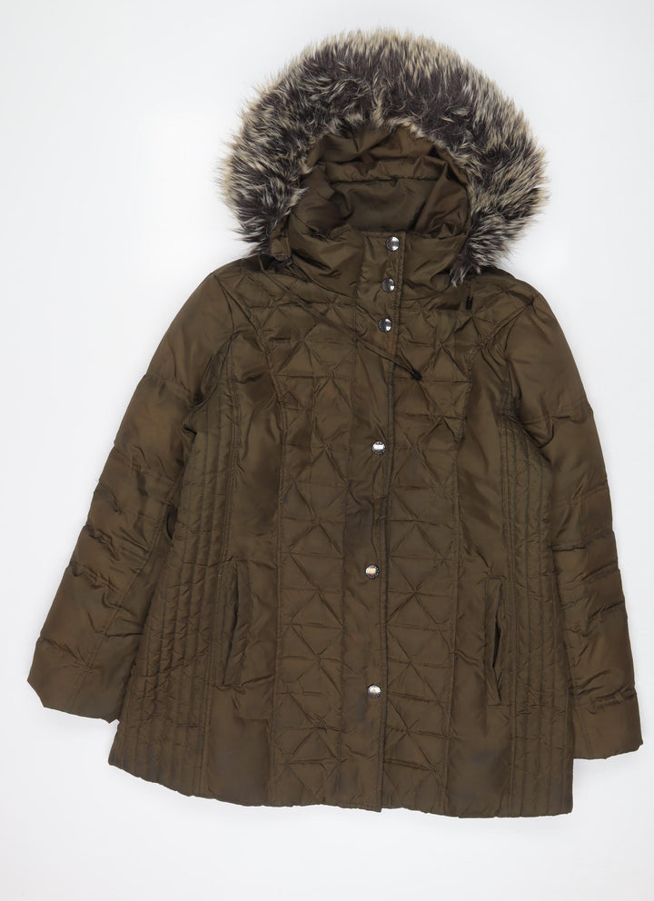 London Fog Womens Green Parka Coat Size L Zip