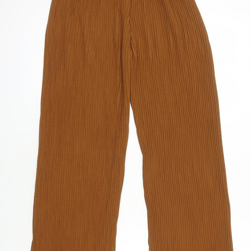 Boohoo Womens Brown Herringbone Polyester Trousers Size 8 L29 in Regular - Elasticated waist