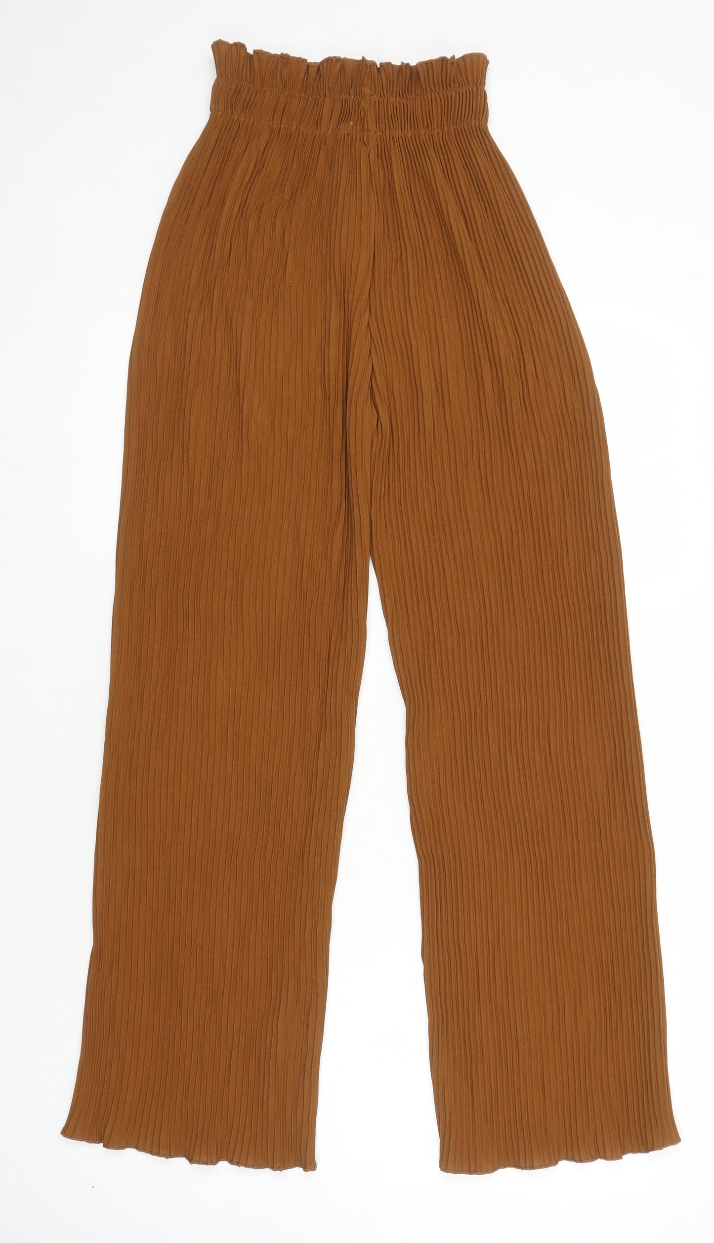 Boohoo Womens Brown Herringbone Polyester Trousers Size 8 L29 in Regular - Elasticated waist