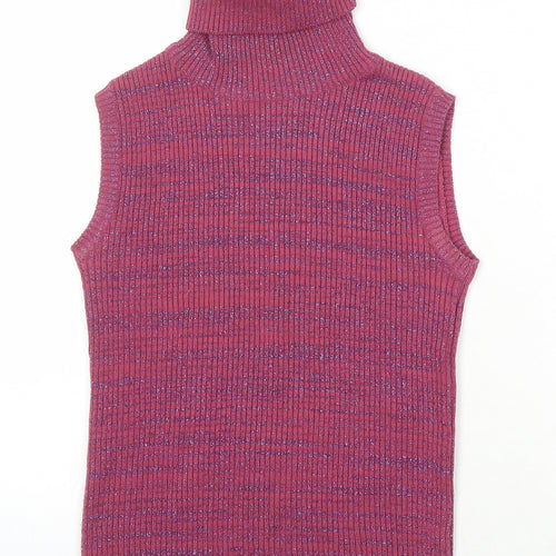 Zara Womens Purple High Neck Polyester Vest Jumper Size M