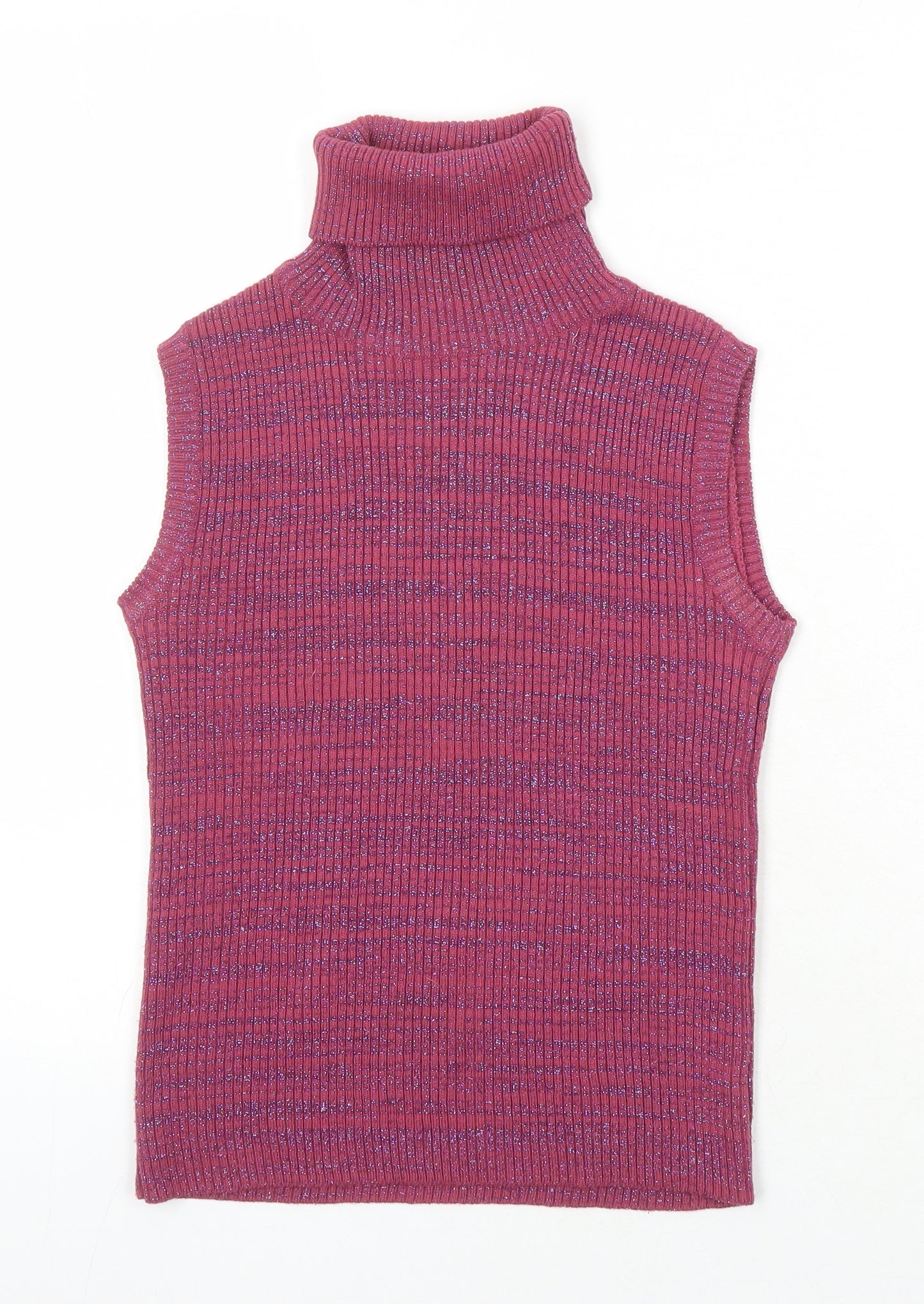 Zara Womens Purple High Neck Polyester Vest Jumper Size M