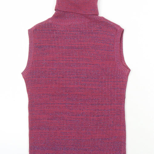 Zara Womens Purple High Neck Polyester Vest Jumper Size M