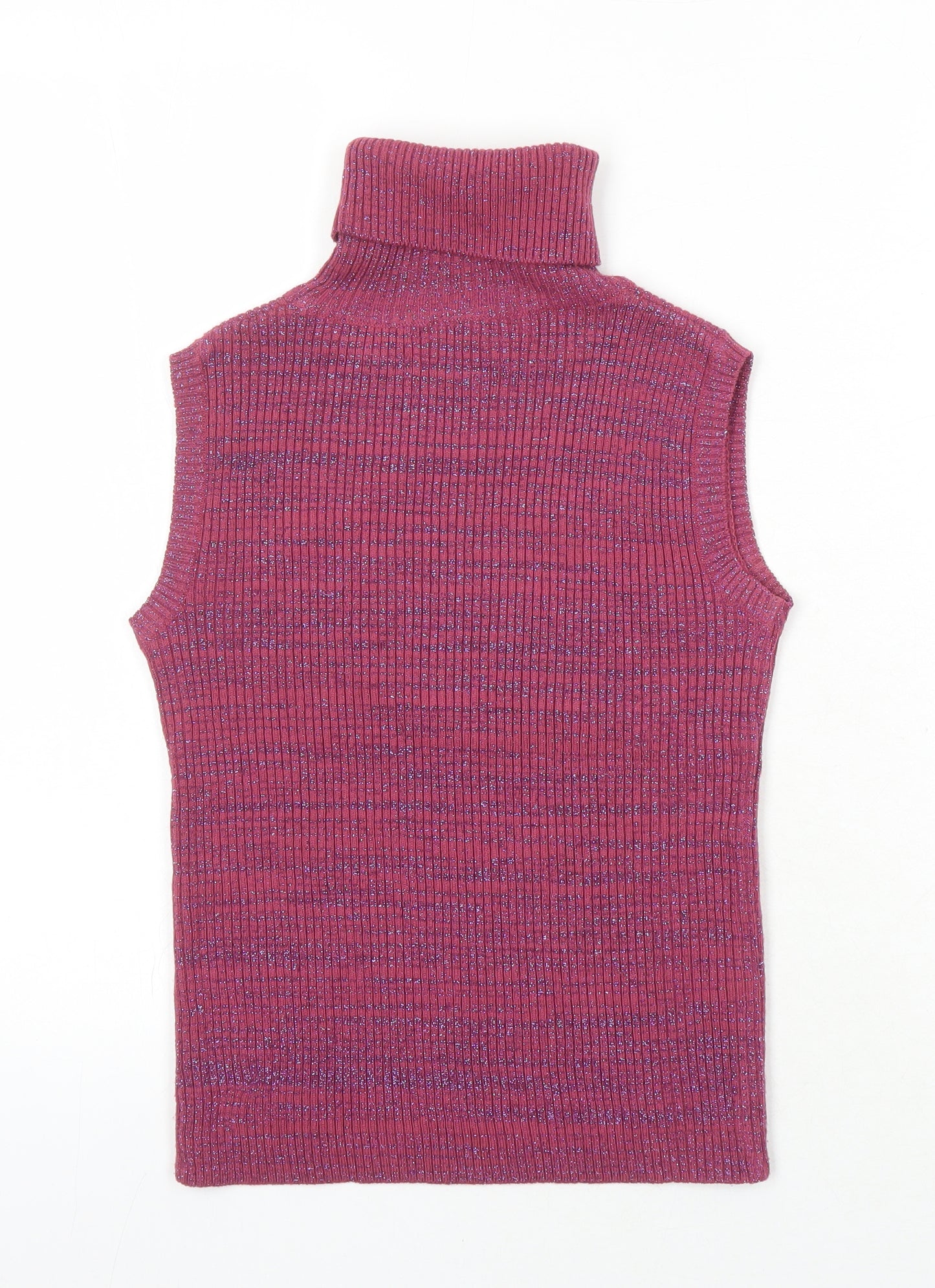 Zara Womens Purple High Neck Polyester Vest Jumper Size M