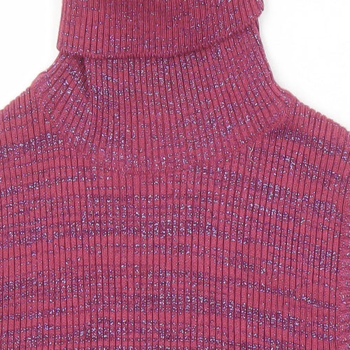 Zara Womens Purple High Neck Polyester Vest Jumper Size M