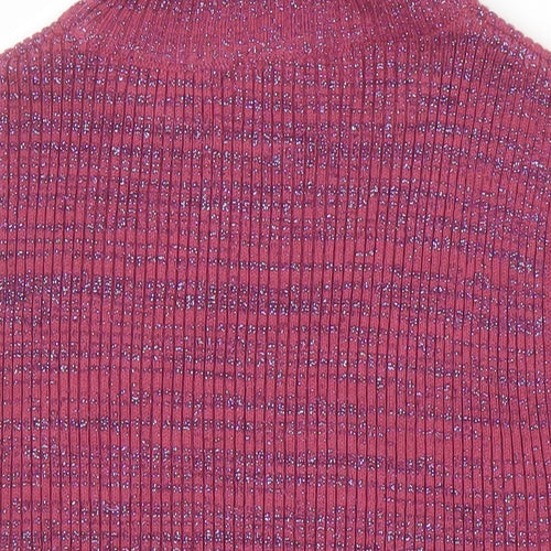 Zara Womens Purple High Neck Polyester Vest Jumper Size M