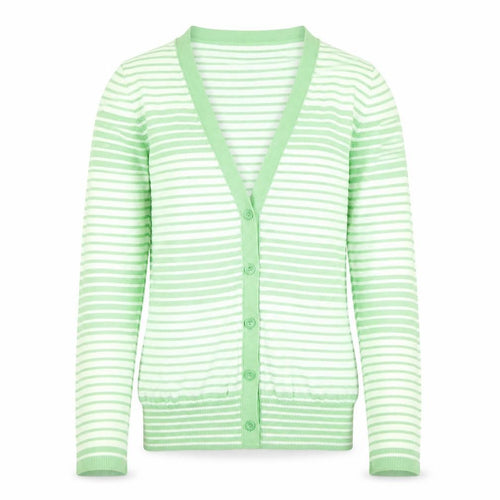 NEXT Girls Green Sweetheart Striped 100% Cotton Cardigan Jumper Size 11-12 Years Button