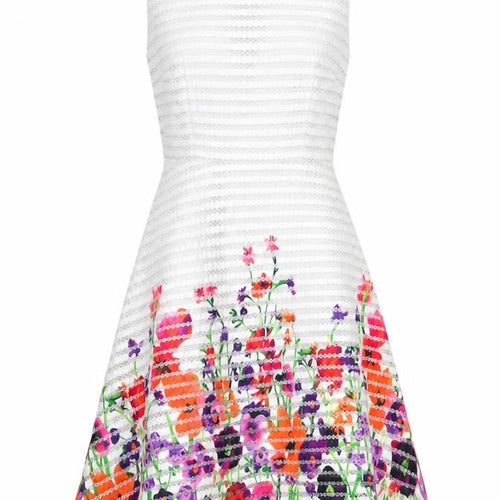 Quiz Womens Multicoloured Floral Polyester Fit & Flare Size 10 Boat Neck Zip