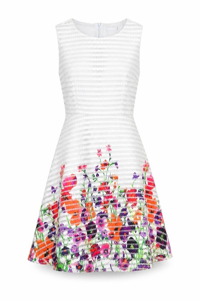 Quiz Womens Multicoloured Floral Polyester Fit & Flare Size 10 Boat Neck Zip