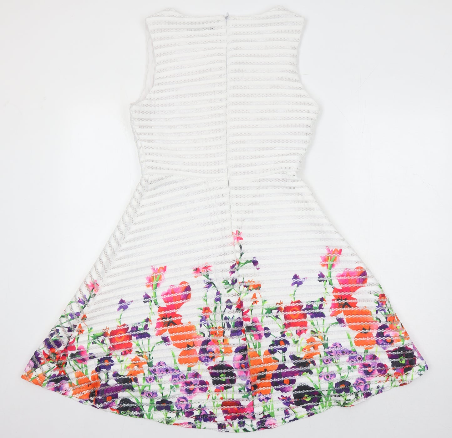 Quiz Womens Multicoloured Floral Polyester Fit & Flare Size 10 Boat Neck Zip