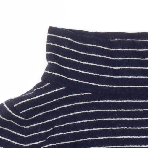 Hobbs Womens Blue Mock Neck Striped Wool Pullover Jumper Size S