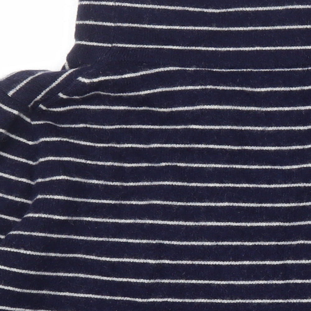 Hobbs Womens Blue Mock Neck Striped Wool Pullover Jumper Size S