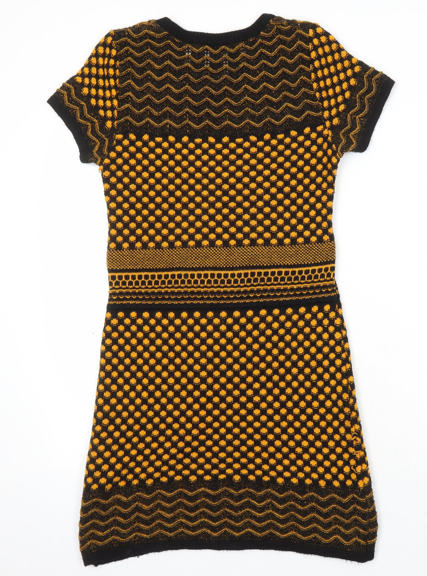 Miss Selfridge Womens Multicoloured Geometric Acrylic Jumper Dress Size 10 Round Neck