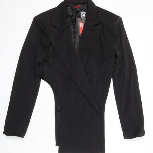 Misshap Womens Black Jacket Blazer Size 12 Button - Cross Front Structured Blazer