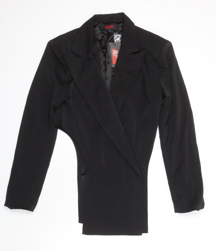 Misshap Womens Black Jacket Blazer Size 12 Button - Cross Front Structured Blazer