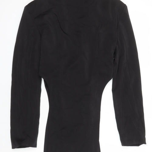 Misshap Womens Black Jacket Blazer Size 12 Button - Cross Front Structured Blazer