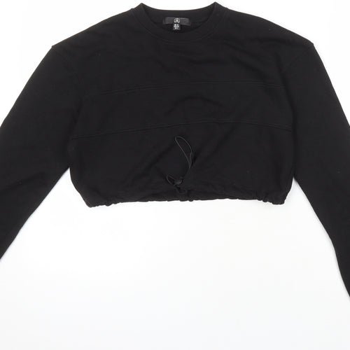 Missguided Womens Black Polyester Pullover Sweatshirt Size 10 Drawstring - Cropped