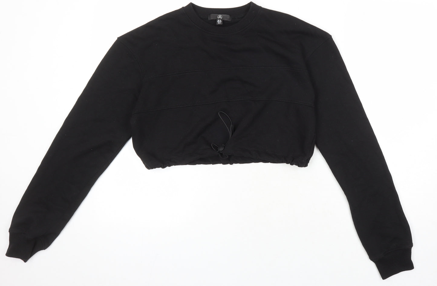 Missguided Womens Black Polyester Pullover Sweatshirt Size 10 Drawstring - Cropped