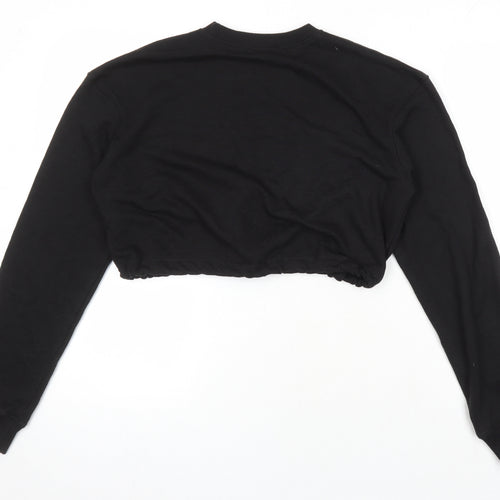 Missguided Womens Black Polyester Pullover Sweatshirt Size 10 Drawstring - Cropped