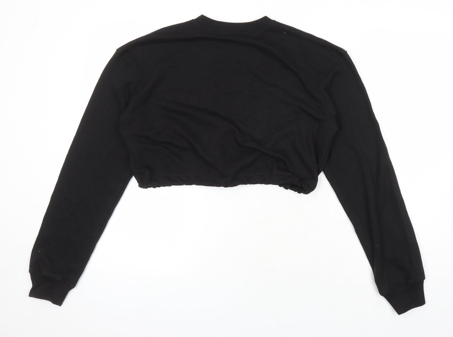 Missguided Womens Black Polyester Pullover Sweatshirt Size 10 Drawstring - Cropped