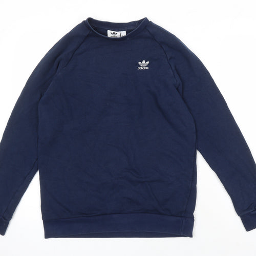 Addidas Mens Blue Cotton Pullover Sweatshirt Size S