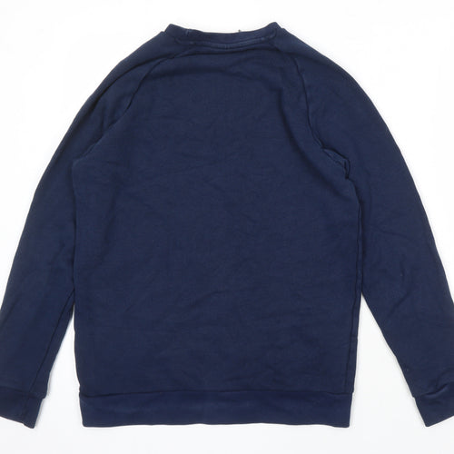 Addidas Mens Blue Cotton Pullover Sweatshirt Size S