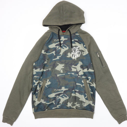 DFND Mens Multicoloured Camouflage Polyester Pullover Hoodie Size S