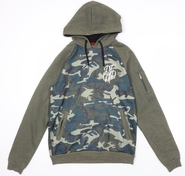 DFND Mens Multicoloured Camouflage Polyester Pullover Hoodie Size S
