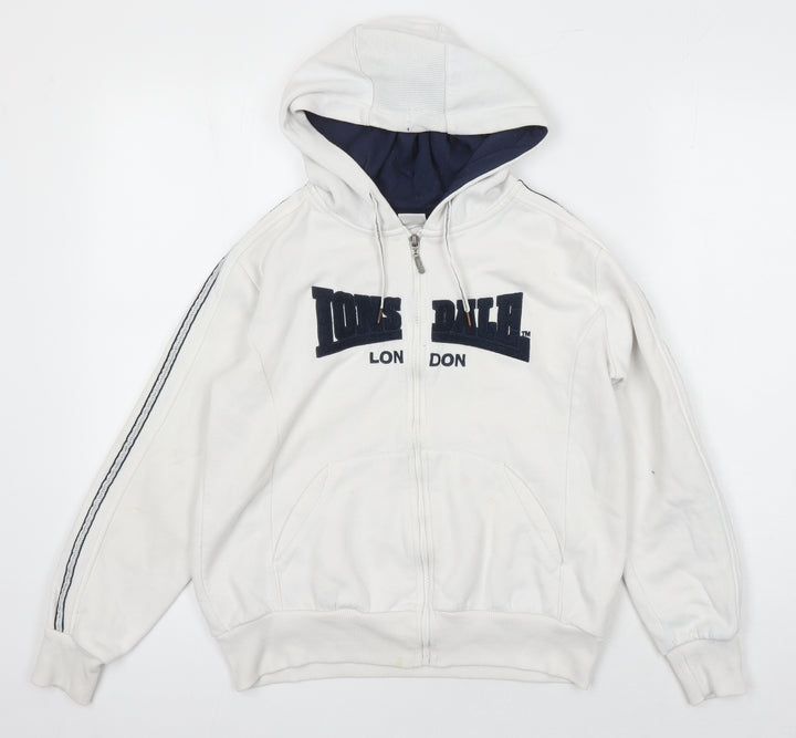 Lonsdale Boys White Polyester Full Zip Hoodie Size 10 Years Zip