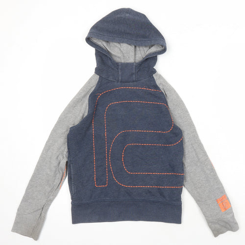 name it Boys Multicoloured Colourblock Cotton Pullover Hoodie Size 9-10 Years