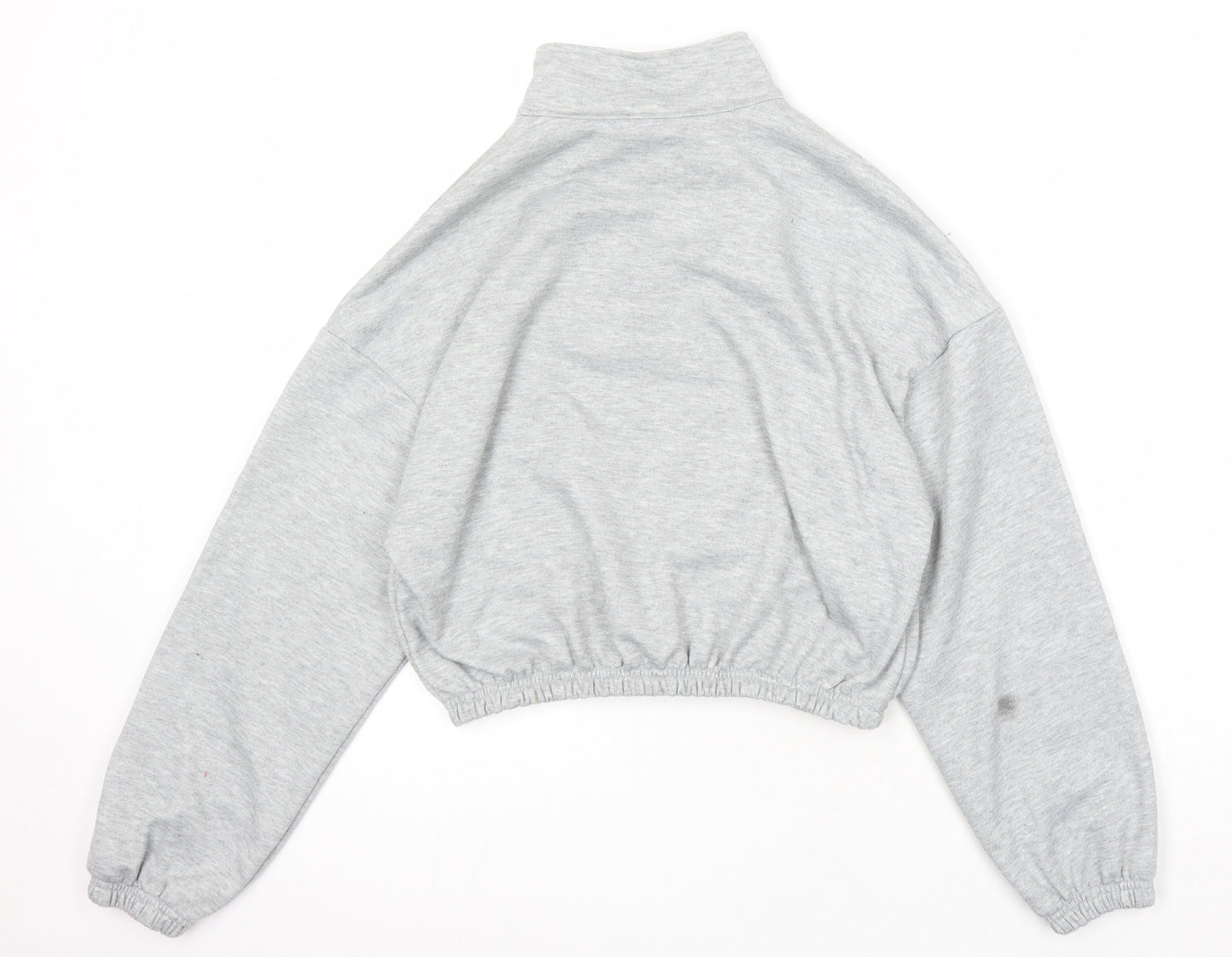 Zaful Womens Grey Cotton Pullover Sweatshirt Size 10 - Elasticated waist, Cropped