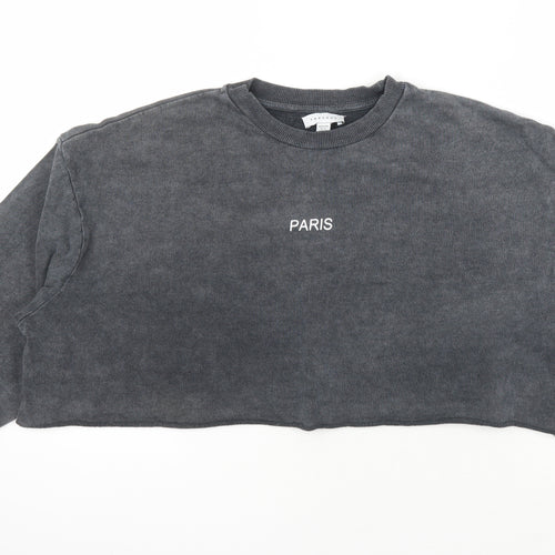 Topshop Womens Grey Cotton Pullover Sweatshirt Size 10 - Paris