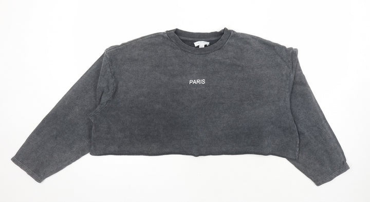 Topshop Womens Grey Cotton Pullover Sweatshirt Size 10 - Paris