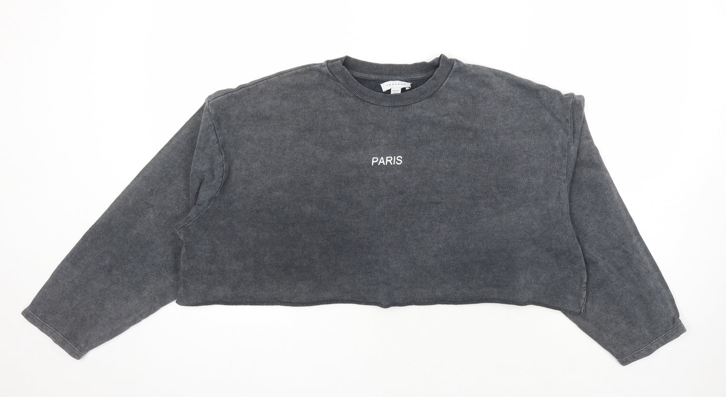 Topshop Womens Grey Cotton Pullover Sweatshirt Size 10 - Paris