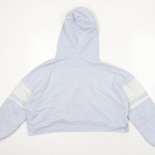 Pull & Bear Womens Blue Cotton Pullover Hoodie Size M - Cropped