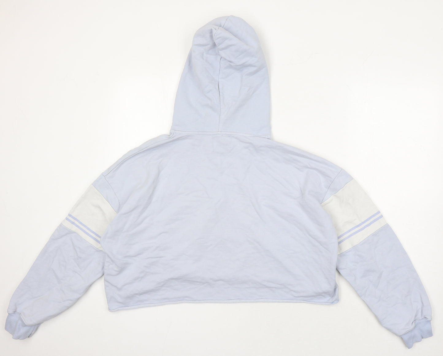 Pull & Bear Womens Blue Cotton Pullover Hoodie Size M - Cropped