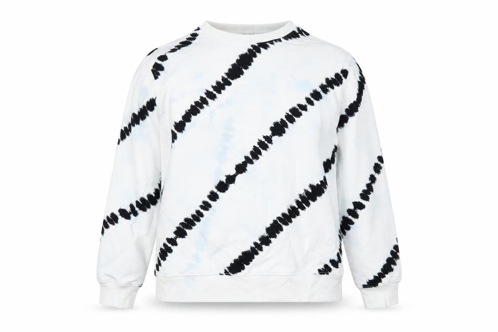 Front view of H&M women’s white geometric polyester pullover hoodie, size L