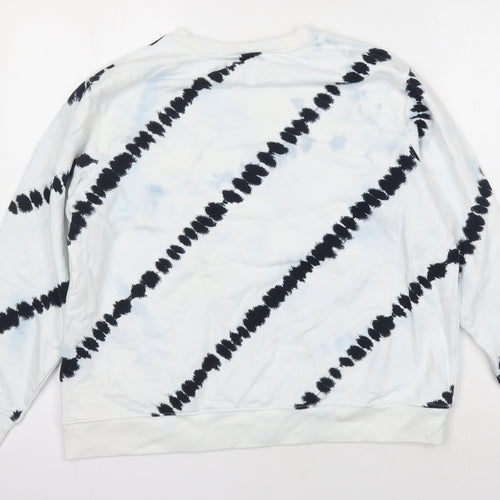 H&M Womens White Geometric Polyester Pullover Hoodie Size L