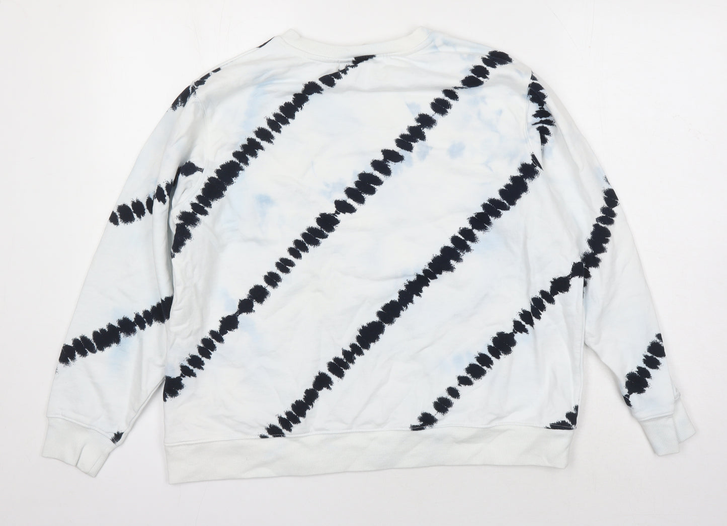 H&M Womens White Geometric Polyester Pullover Hoodie Size L