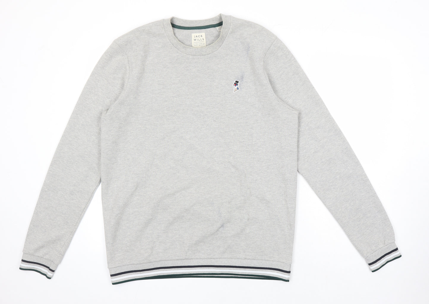 Jack Wills Mens Grey Cotton Pullover Sweatshirt Size L