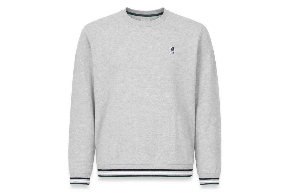 Front view of Jack Wills men’s grey cotton pullover sweatshirt, size L